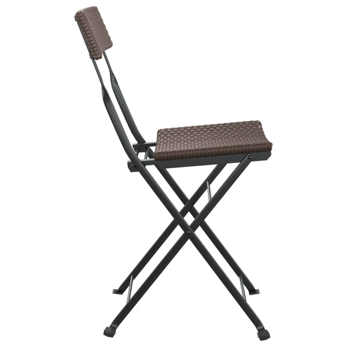 Folding Bistro Chairs 4 pcs Brown Poly Rattan and Steel