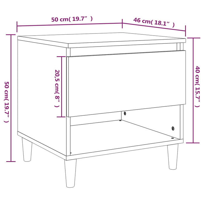 Noptiere 2 buc Alb 50x46x50 Lemn de inginerie