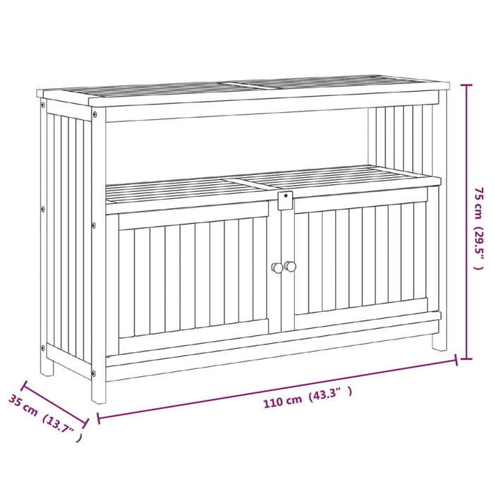 Садовый консольный столик 110x35x75 см из массива акации