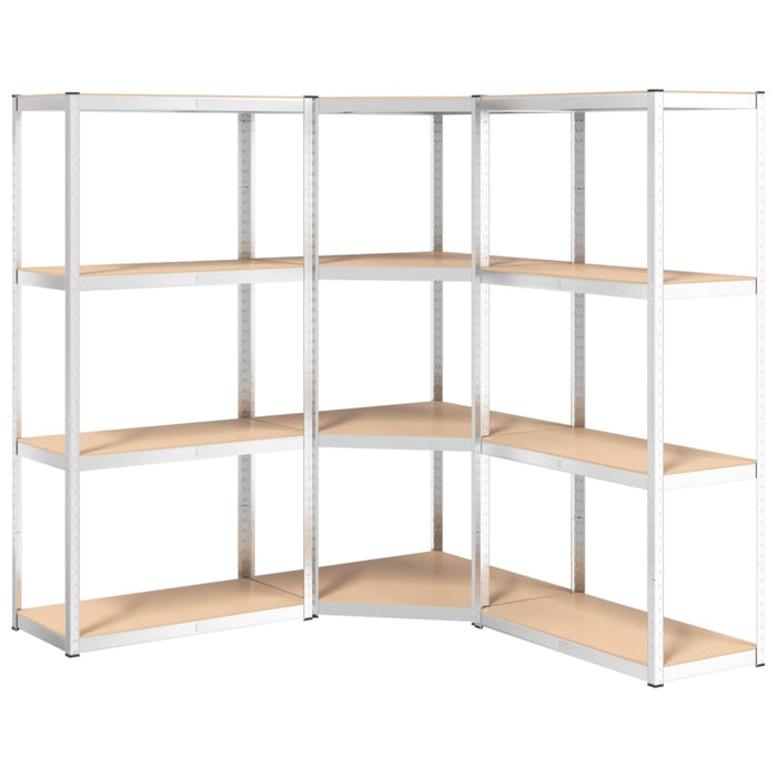 4-Layer Shelves 3 pcs Silver Steel&Engineered Wood