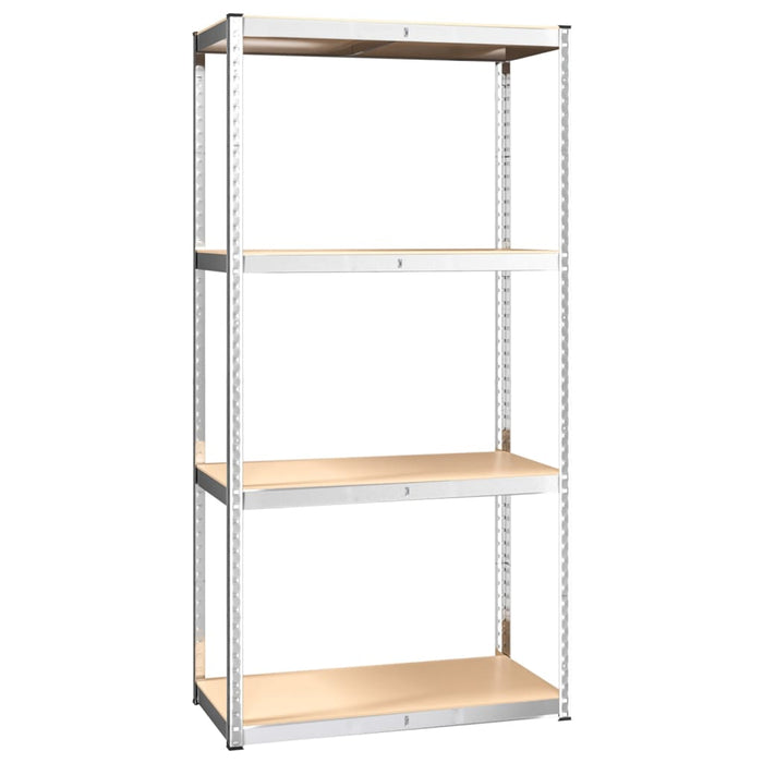 4-Layer Shelves 3 pcs Silver Steel&Engineered Wood