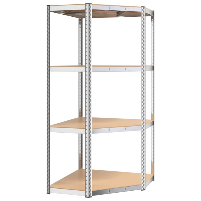 4-Layer Shelves 3 pcs Silver Steel&Engineered Wood