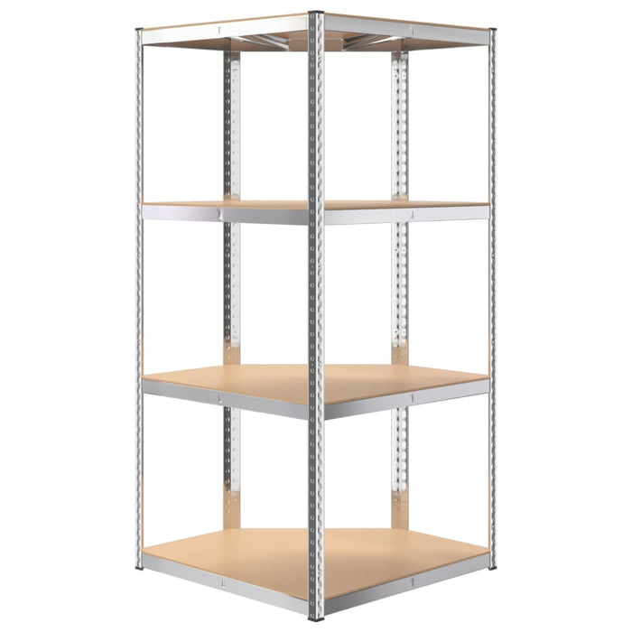 4-Layer Shelves 3 pcs Silver Steel&Engineered Wood