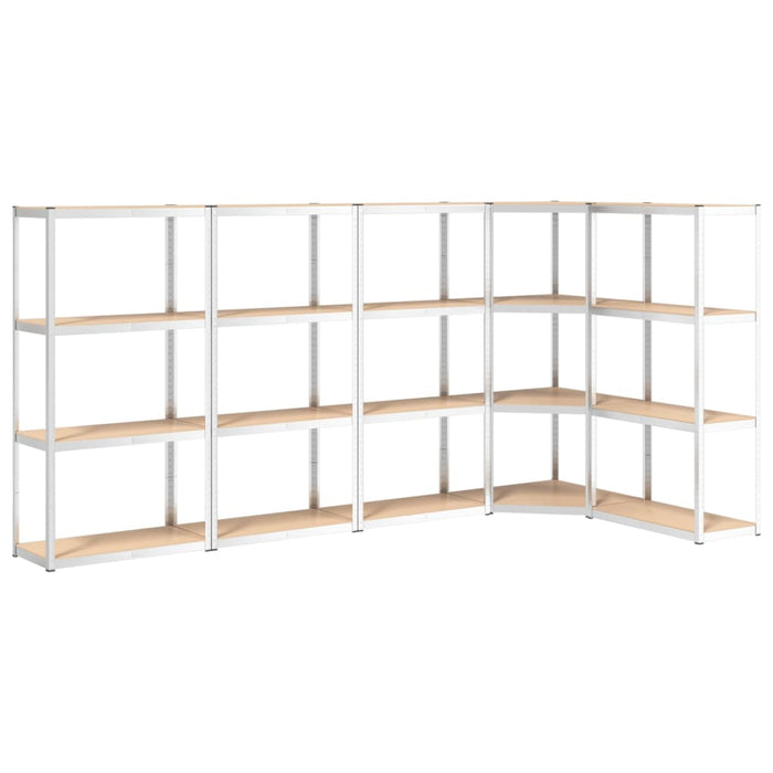 4-Layer Shelves 5 pcs Silver Steel&Engineered Wood