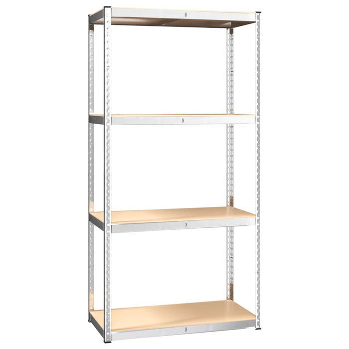 4-Layer Shelves 5 pcs Silver Steel&Engineered Wood