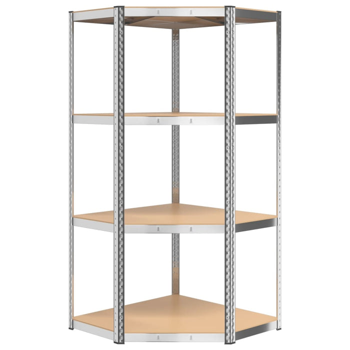 4-Layer Shelves 5 pcs Silver Steel&Engineered Wood