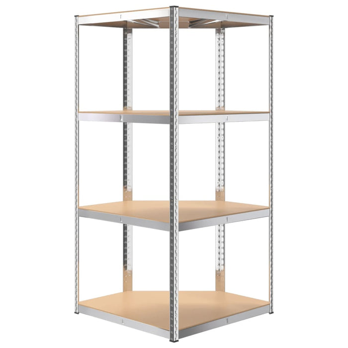 4-Layer Shelves 5 pcs Silver Steel&Engineered Wood