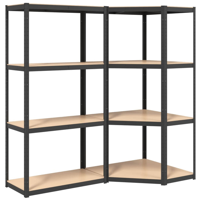 4-Layer Shelves 2 pcs Anthracite Steel&Engineered Wood