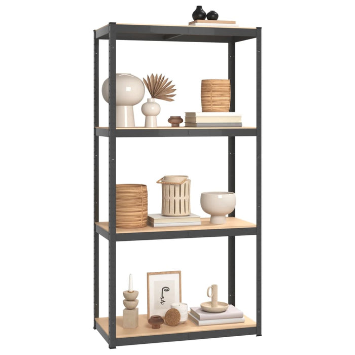 4-Layer Shelves 2 pcs Anthracite Steel&Engineered Wood