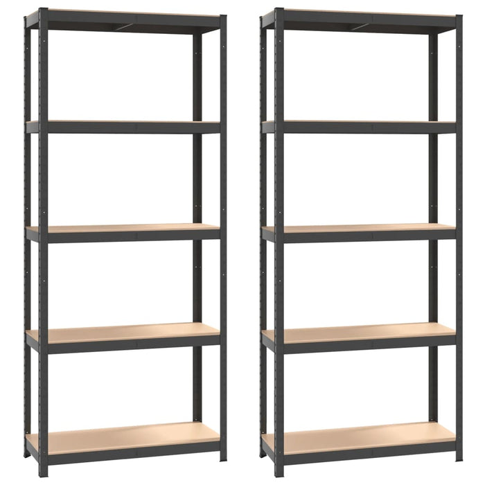 5-Layer Shelves 2 pcs Anthracite Steel&Engineered Wood