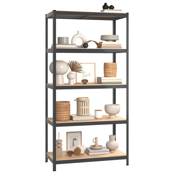 5-Layer Shelves 3 pcs Anthracite Steel&Engineered Wood