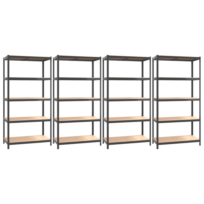 5-Layer Shelves 4 pcs Anthracite Steel&Engineered Wood