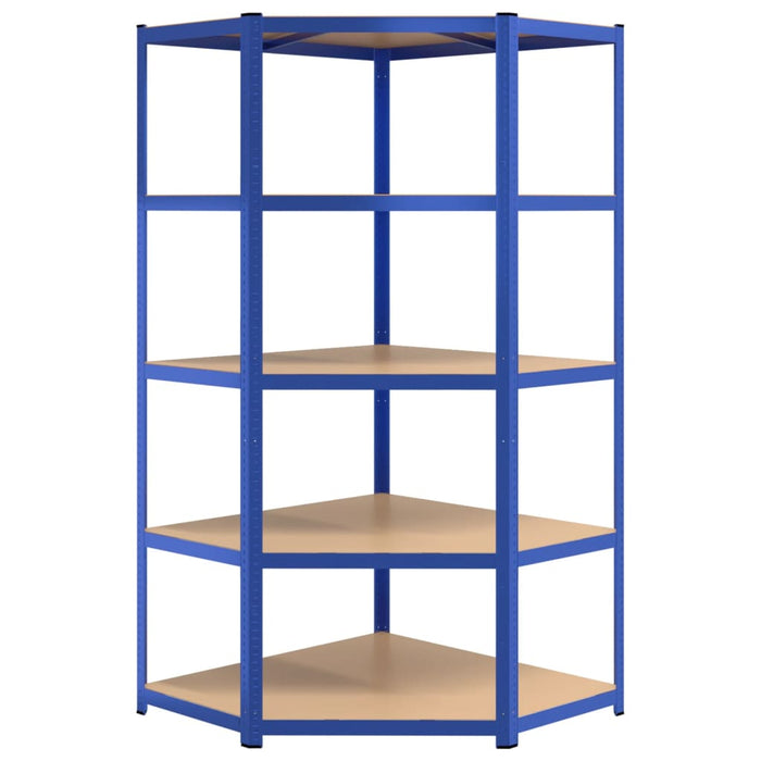 5-Layer Shelves 4 pcs Blue Steel&Engineered Wood