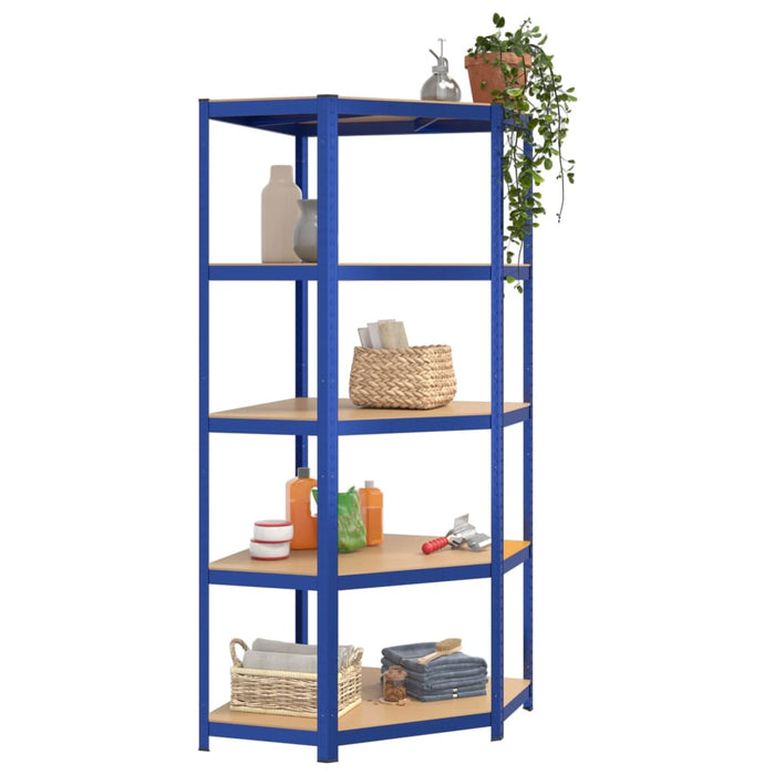 5-Layer Shelves 4 pcs Blue Steel&Engineered Wood