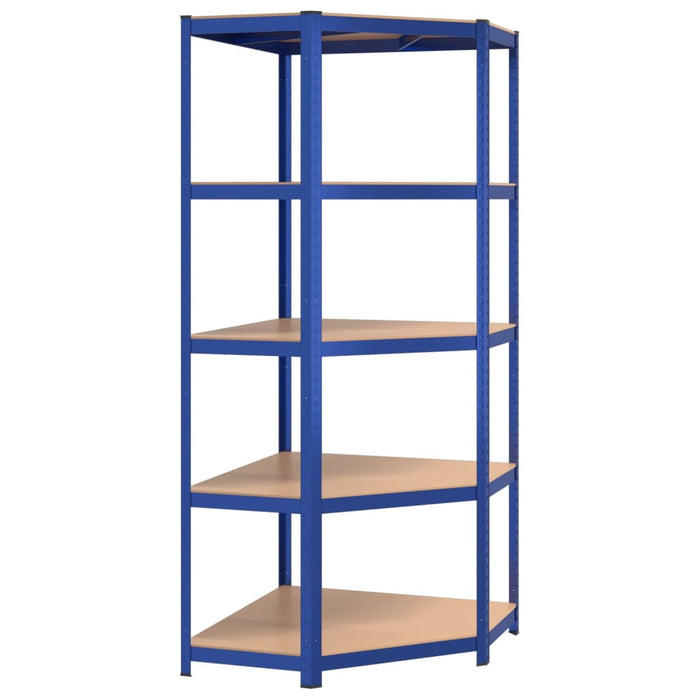 5-Layer Shelves 4 pcs Blue Steel&Engineered Wood