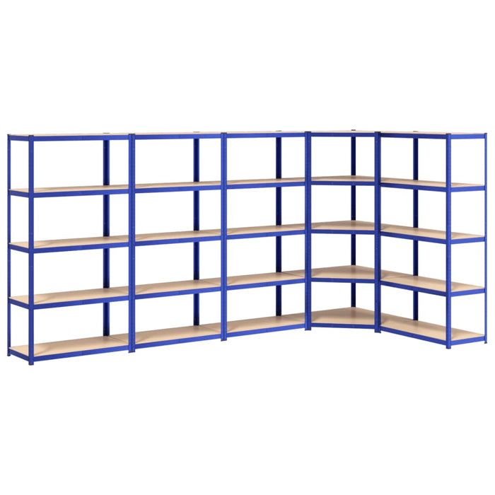 5-Layer Shelves 5 pcs Blue Steel&Engineered Wood