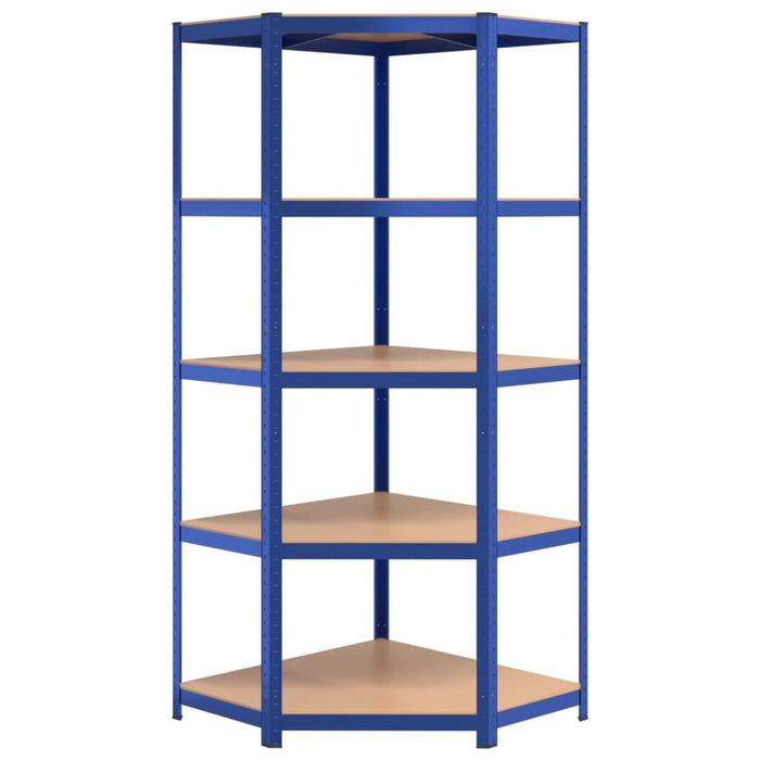 5-Layer Shelves 5 pcs Blue Steel&Engineered Wood