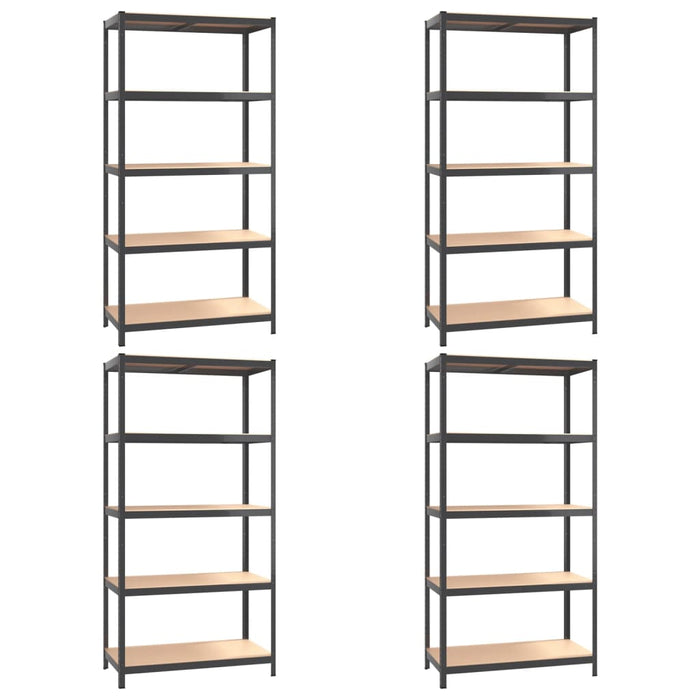 5-Layer Shelves 4 pcs Anthracite Steel&Engineered Wood