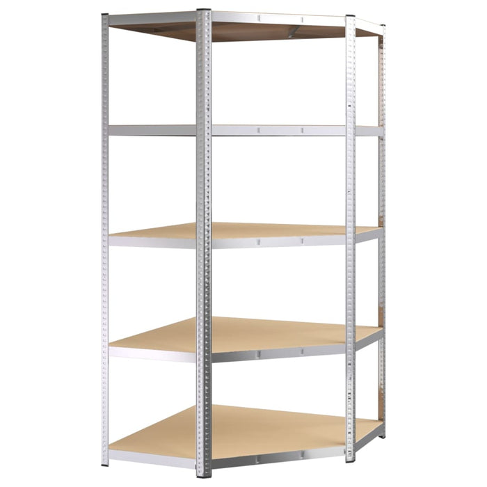 5-Layer Shelves 4 pcs Silver Steel&Engineered Wood