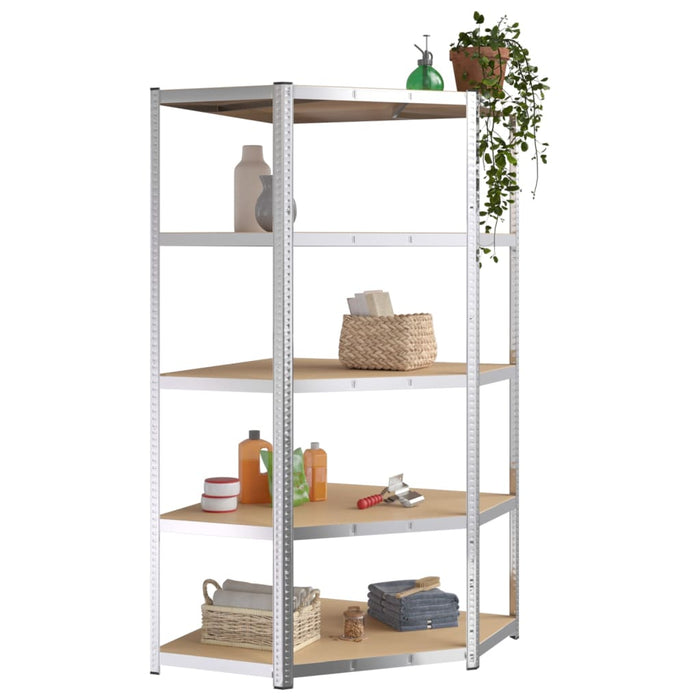 5-Layer Shelves 5 pcs Silver Steel&Engineered Wood