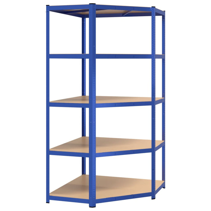 5-Layer Shelves 4 pcs Blue Steel&Engineered Wood