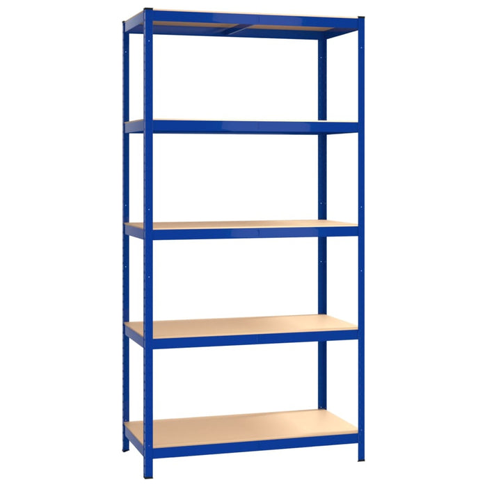 5-Layer Shelves 4 pcs Blue Steel&Engineered Wood