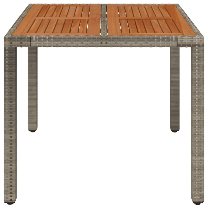 Garden Table with Wooden Top Grey 90x90x75 cm Poly Rattan