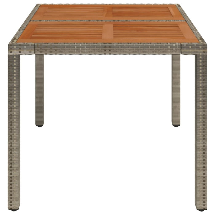 Garden Table with Wooden Top Grey 90x90x75 cm Poly Rattan