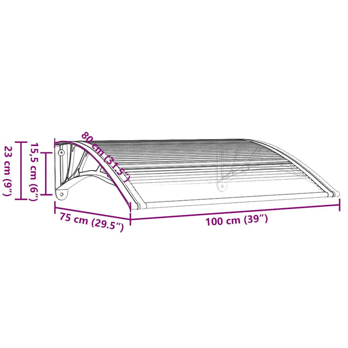 Door Canopy Black 100x75 cm Polycarbonate