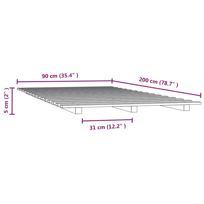 Bed Frame without Mattress 90x200 cm Solid Wood Pine