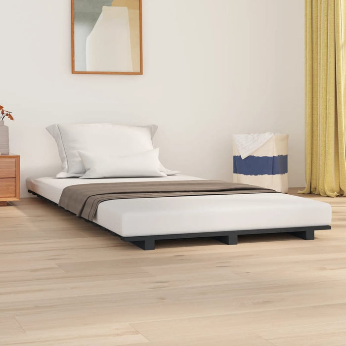 Bed Frame without Mattress Grey 90x200 cm Solid Wood Pine