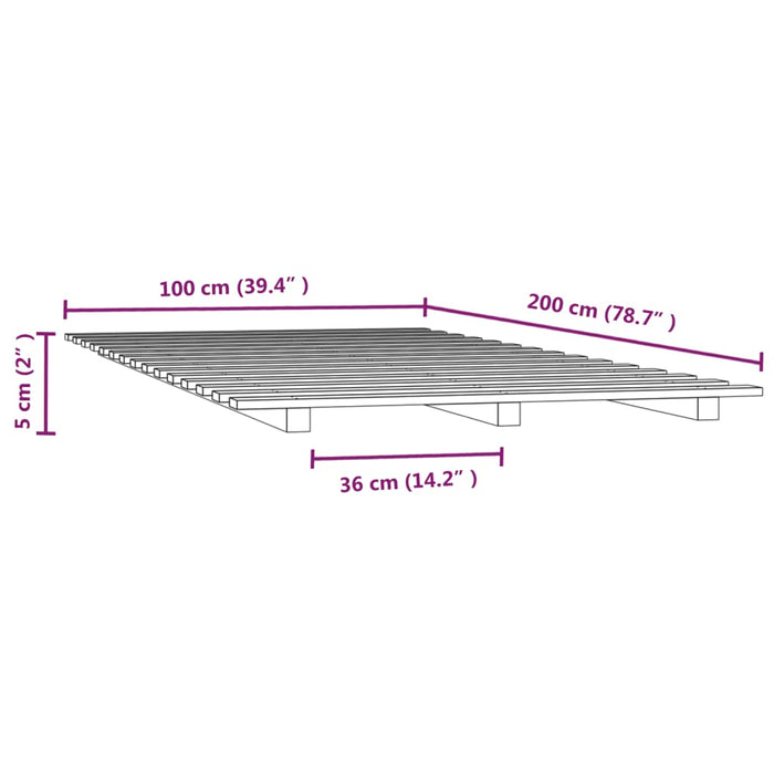 Bed Frame without Mattress 100x200 cm Solid Wood Pine