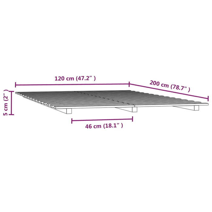 Bed Frame without Mattress White 120x200 cm Solid Wood Pine