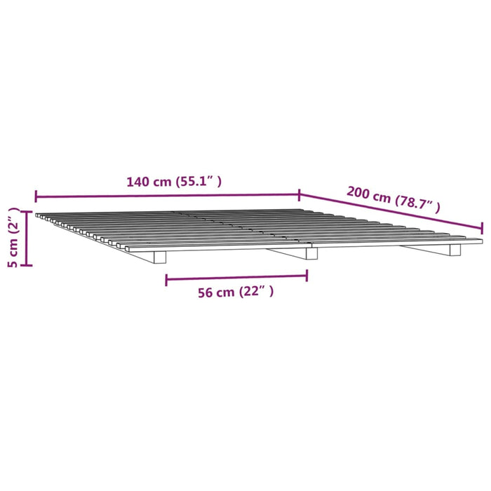 Bed Frame without Mattress White 140x200 cm Solid Wood Pine