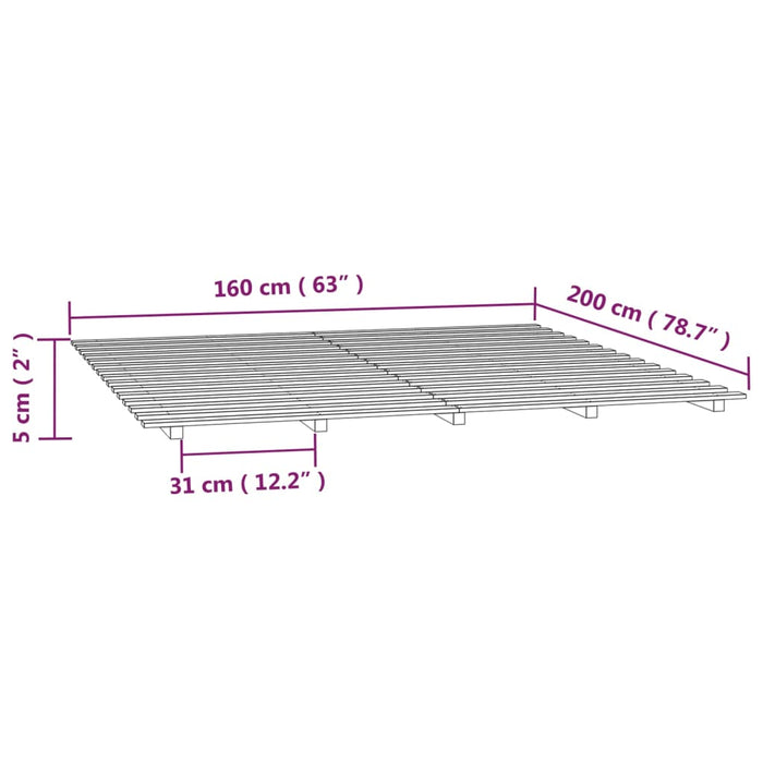 Bed Frame without Mattress 160x200 cm Solid Wood Pine