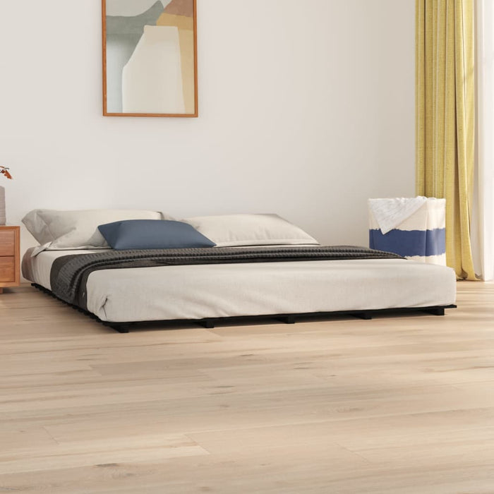 Bed Frame without Mattress Black 160x200 cm Solid Wood Pine