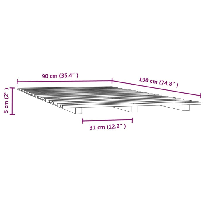 Bed Frame without Mattress 90x190 cm Single Solid Wood Pine