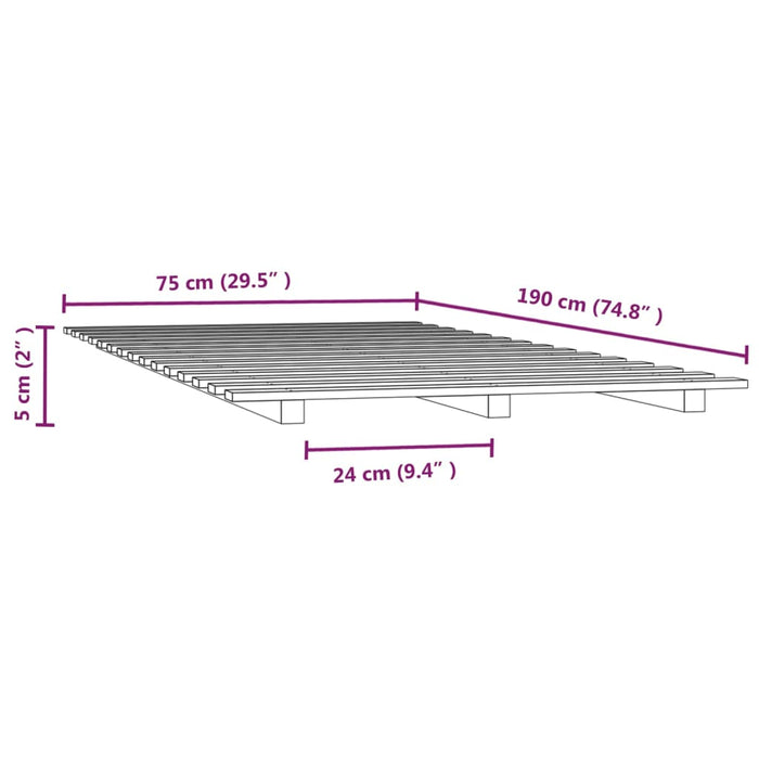 Bed Frame without Mattress 75x190 cm Small Single Solid Wood Pine