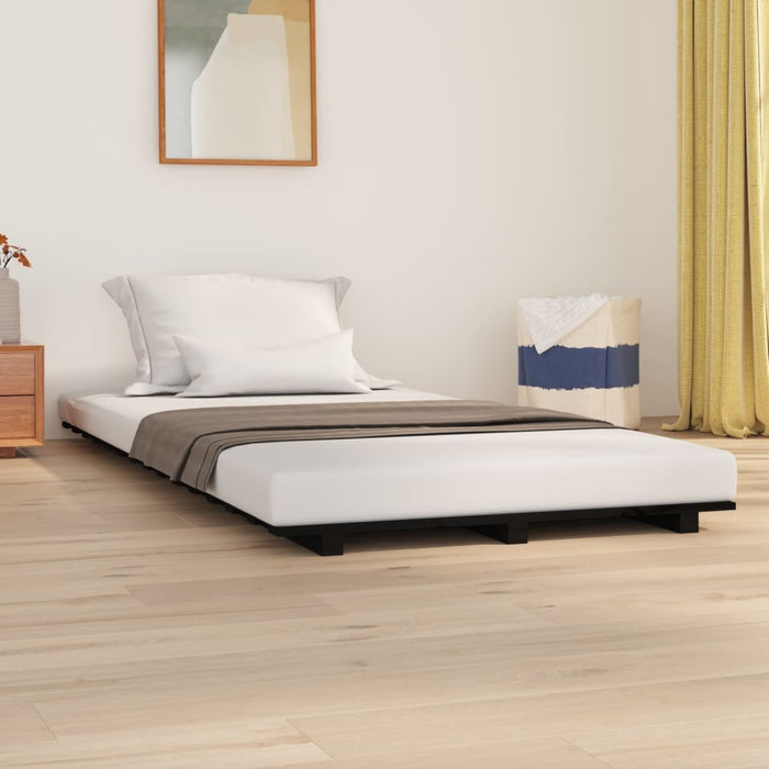 Bed Frame without Mattress Black 75x190 cm Small Single Solid Wood Pine