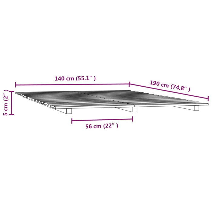 Bed Frame without Mattress 140x190 cm Solid Wood Pine