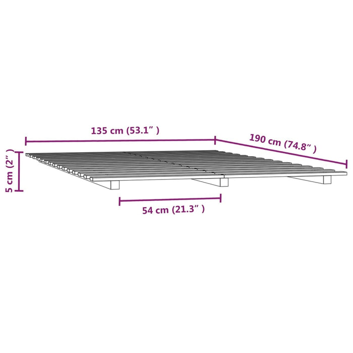 Bed Frame without Mattress 135x190 cm Double Solid Wood Pine