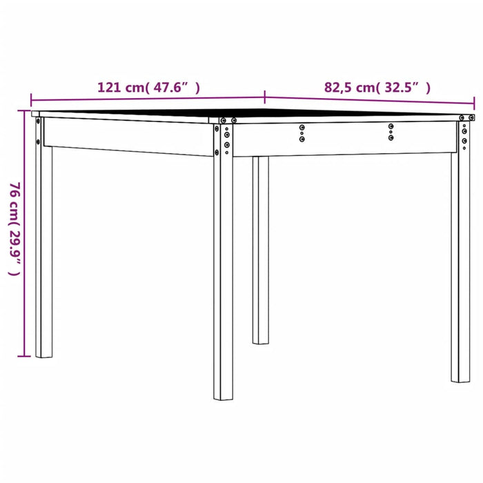 Садовый стол Honey Brown 121x82.5x76 см Массив дерева Сосна