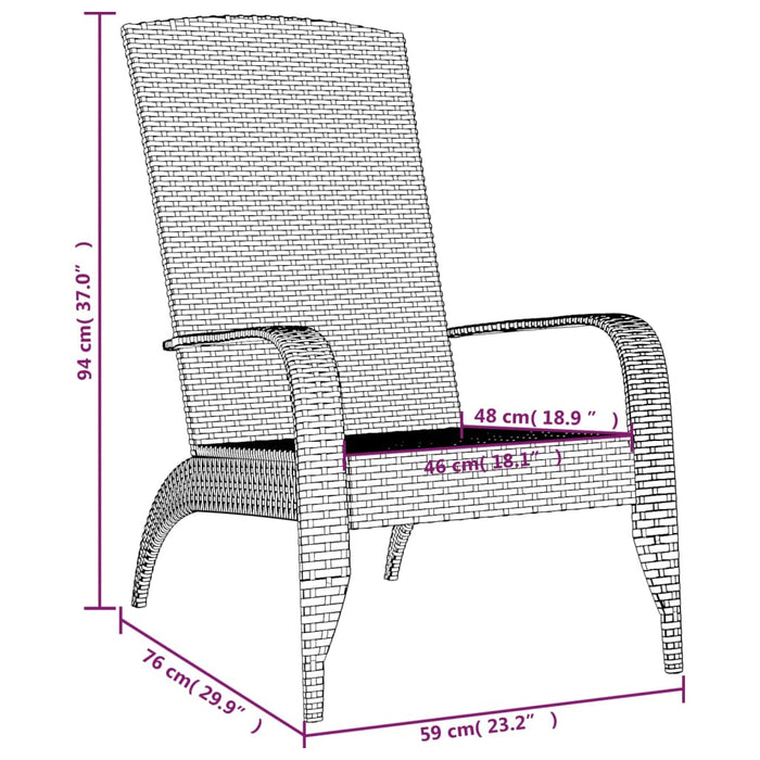 Садовый стул Adirondack, черный, из поли-ротанга