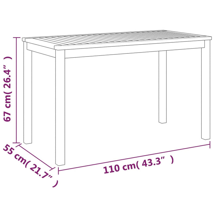 Garden Table 110x55x67 cm Solid Wood Acacia