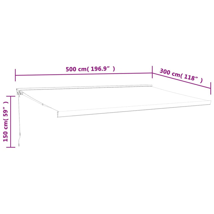 Retractable Awning Cream 5x3 m Fabric and Aluminium