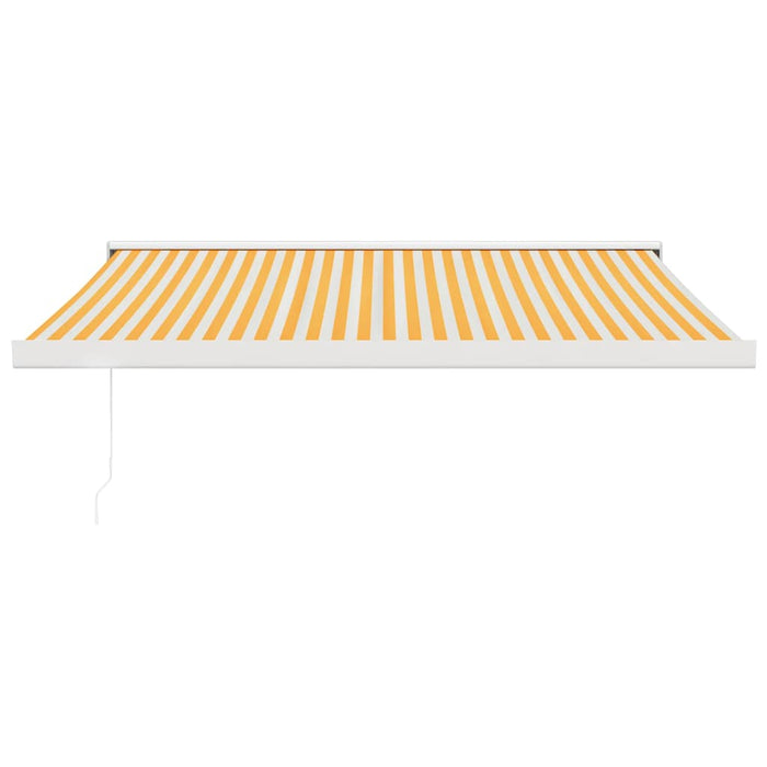 Retractable Awning Yellow and White 3x2.5 m Fabric and Aluminium