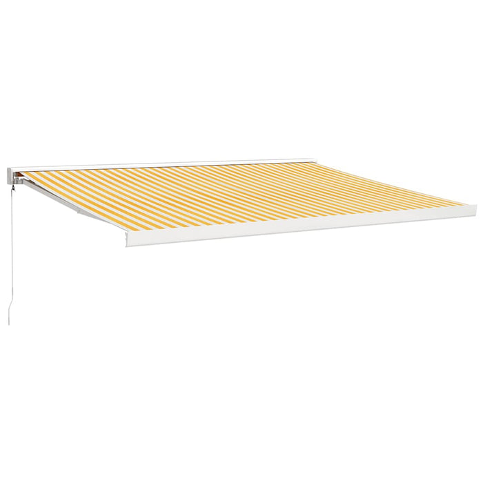 Retractable Awning Yellow and White 4x3 m Fabric and Aluminium