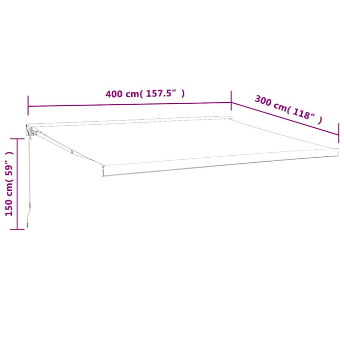 Retractable Awning Yellow and White 4x3 m Fabric and Aluminium