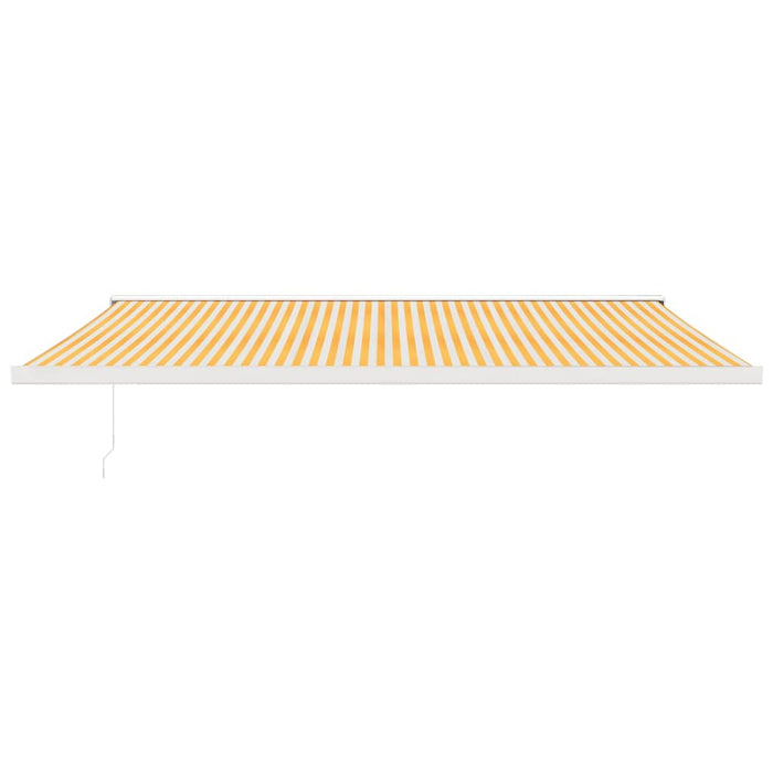 Retractable Awning Yellow and White 5x3 m Fabric and Aluminium