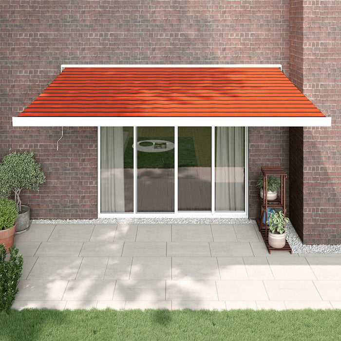 Retractable Awning Orange and Brown 4x3 m Fabric and Aluminium